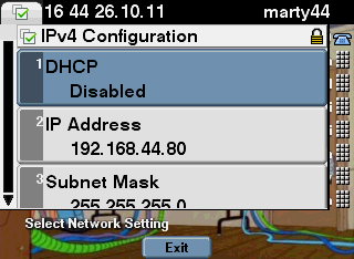 DHCP disabled und IP Adress auf 192.168.44.80 gesetzt